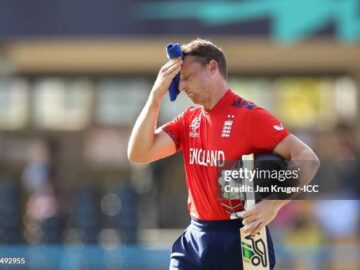 England's captain walking of the pitch after a successful outing!