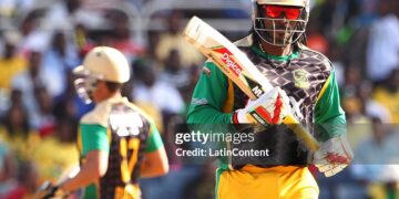 Chris Gayle in the colors of Jamaica Tallawahs