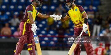 Evin Lewis takes on the England's bowlers in the 4th T20